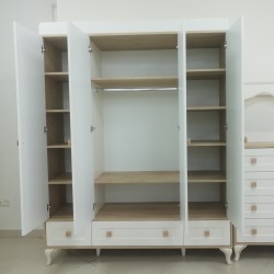 Krem Panjur Komple Mdf 4 Kapılı Gardırop