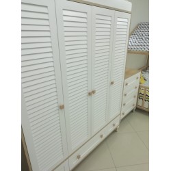 Krem Panjur Komple Mdf 4 Kapılı Gardırop