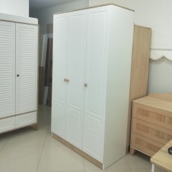 Krem Ceviz Komple Mdf 3 Kapılı Gardırop