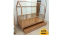 Doğal Kayın Çatılı Yavrulu Montessori Karyola 90x190