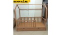 Doğal Kayın Çatılı Yavrulu Montessori Karyola 90x190
