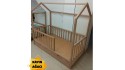 Doğal Kayın Çatılı Yavrulu Montessori Karyola 90x190