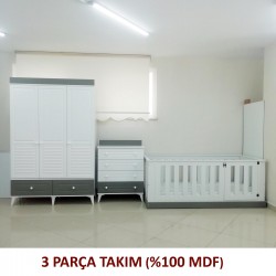 Gri Beyaz %100 Mdf Bebek Odası