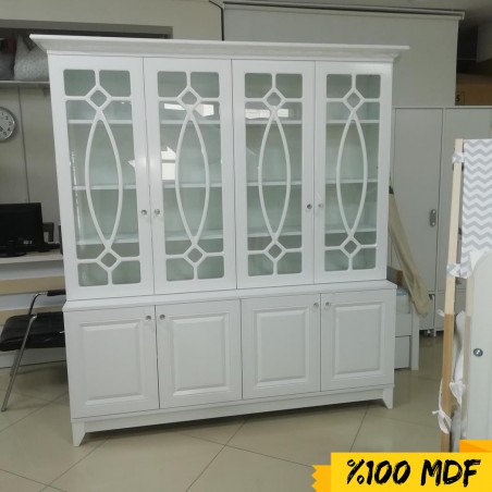 Beyaz 4 Kapılı Kitaplık %100 Mdf