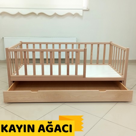 Doğal Kayın Ağacı Yavrulu Karyola 90x190
