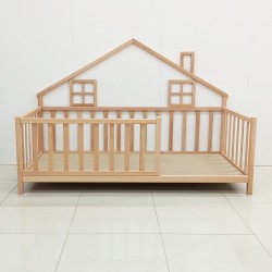 Doğal Kayın Ağacı Pencereli Bebek Karyolası 90x190