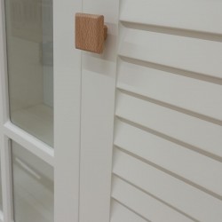 Krem Şifonyer ve Camlı Panjur İşlemeli 4 Kapılı Dolap