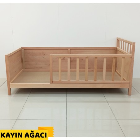 Doğal Kayın Ağacı Başlıklı Karyola 90x190 cm