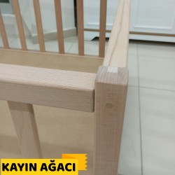 Doğal Kayın Ağacı Yavrulu Karyola 80x180