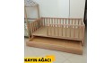 Doğal Kayın Ağacı Yavrulu Karyola 80x180