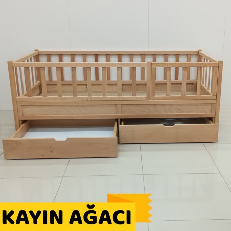 Doğal Kayın Çekmeceli Karyola 80x180 cm