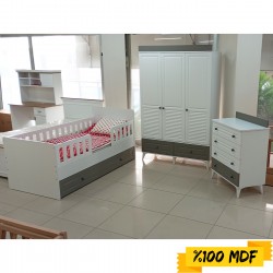 Fırtına Beyaz Gri Yavrulu Bebek Odası - %100 Mdf