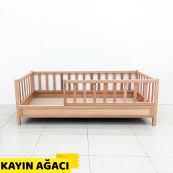 Doğal Kayın Ağacı Kemerli Karyola 90x190 cm