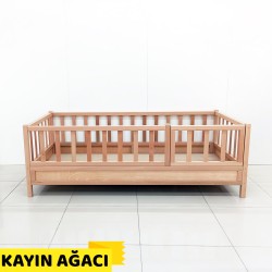 Doğal Kayın Ağacı Kemerli Karyola 80x160 cm
