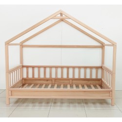 Doğal Kayın Dönüşebilir Çatılı Montessori Karyola 90x190 cm