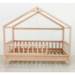 Doğal Kayın Dönüşebilir Çatılı Montessori Karyola 120x200 cm