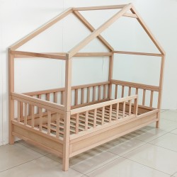 Doğal Kayın Dönüşebilir Çatılı Montessori Karyola 120x200 cm